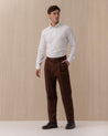 Pantaloni INCOTEX Marrone 100% Lana Doppia Pences 1T0085 10168620 INCOTEX