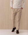 Pantaloni INCOTEX SLACKS beige in velluto millerighe 1SA167 4687B402 INCOTEX SLACKS