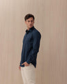 Camicia MAZZARELLI Blu in Cotone di Alta Sartoria 4534 MAZZARELLI