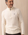 Maglia Polo Ralph Lauren bianca in treccia con mezza zip 710 876766001 POLO RALPH LAUREN