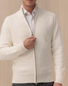 Cardigan KANGRA Bianco full zip punto riso 2112 09101 KANGRA
