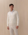 Cardigan BARBA Bianco in Lana Vergine con Bottoni 7000 252135 BARBA
