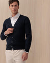 Cardigan BARBA Blu in Lana Vergine a Coste 7000 25213598 BARBA