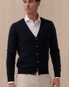 Cardigan BARBA Blu in Lana Vergine a Coste 7000 25213598 BARBA