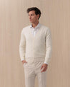 Cardigan BARBA Bianco in Lana Vergine con Bottoni 7000 252135 BARBA