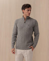 Maglia POLO RALPH LAUREN Grigio in Lana a Mezza Zip Treccia 710 876766008 POLO RALPH LAUREN