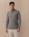 Maglia POLO RALPH LAUREN Grigio in Lana a Mezza Zip Treccia 710 876766008 POLO RALPH LAUREN