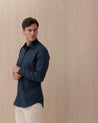 Camicia MAZZARELLI Blu in Cotone di Alta Sartoria 4534 MAZZARELLI