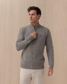 Maglia POLO RALPH LAUREN Grigio in Lana a Mezza Zip Treccia 710 876766008 POLO RALPH LAUREN