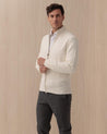 Cardigan KANGRA Bianco full zip punto riso 2112 09101 KANGRA